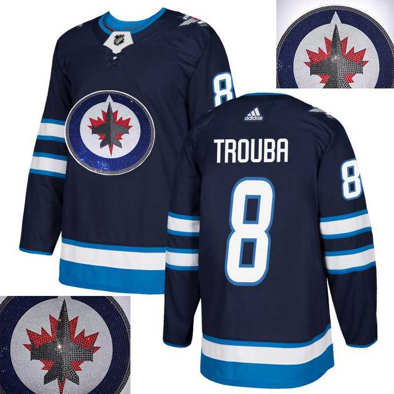 Jets #8 Trouba Navy With Special Glittery Logo Adidas Jersey,We sell and wholesale Jets #8 Trouba Navy With Special Glittery Logo Adidas Jersey on line form chian!